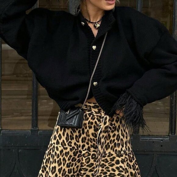 Multicolor Casual Women's Leopard Print Vacation Mini Skirt - Picture 2 of 4